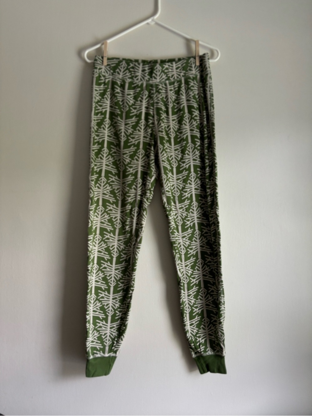Pact Olive Green Jogger Pajama Pants with White Tree Print